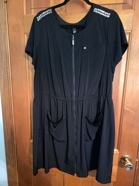 Alfani Black Midi Dress with Embellished Shoulders